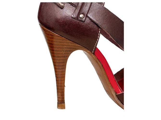 Sandali in pelle marrone con punta aperta Vivienne Westwood - vista 9