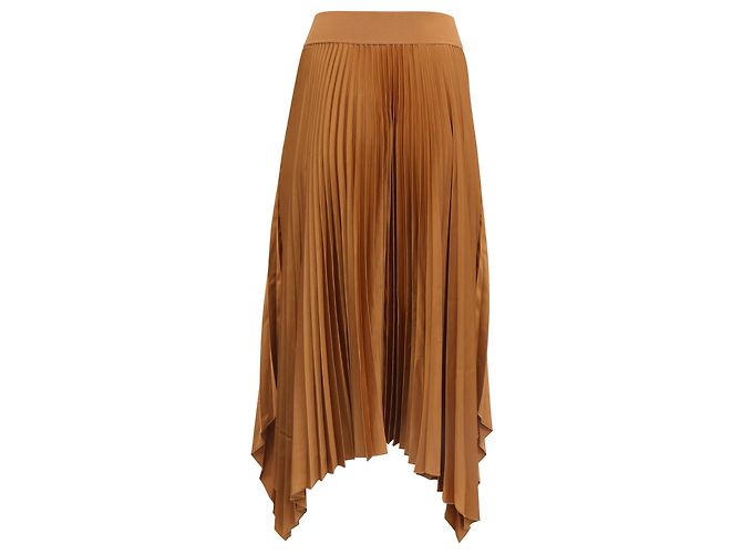 Joseph Ade Pleated Midi Skirt in Brown Polyester - view 3