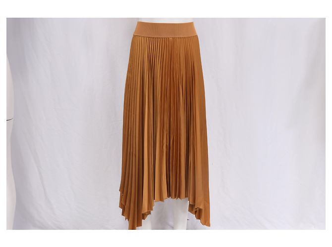 Joseph Ade Pleated Midi Skirt in Brown Polyester - view 8