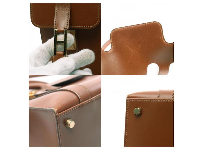 Hermès Borsa Hermes Drag 37 in pelle marrone - vista 6