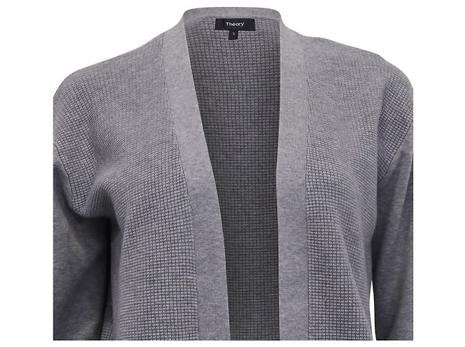 Offene Strickjacke Theory aus grauem Tencel - Ansicht 2