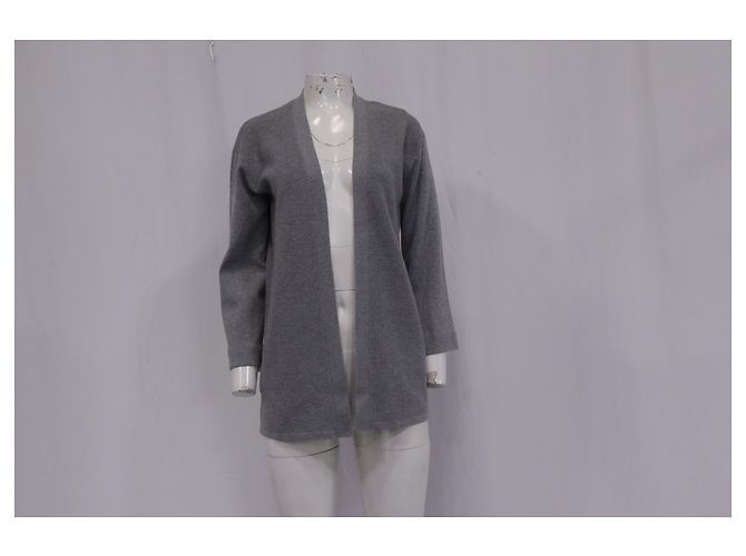 Offene Strickjacke Theory aus grauem Tencel - Ansicht 7