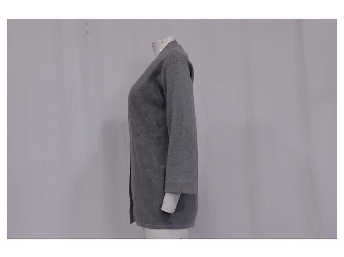 Offene Strickjacke Theory aus grauem Tencel - Ansicht 9