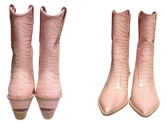 Botas vaqueras Fendi de cuero rosa - vista 2