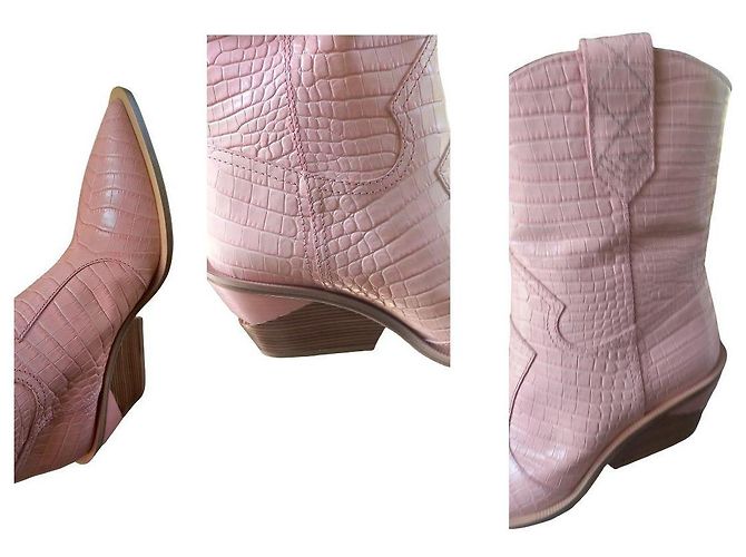 Botas vaqueras Fendi de cuero rosa - vista 4