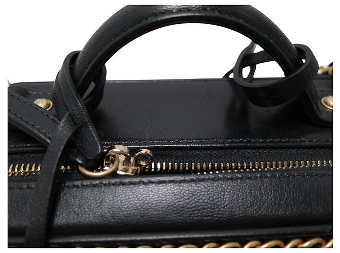 SAC A MAIN CHANEL VANITY LOGO CC CHAINE CUIR NOIR BANDOULIERE BLACK HANBAG - vue 18