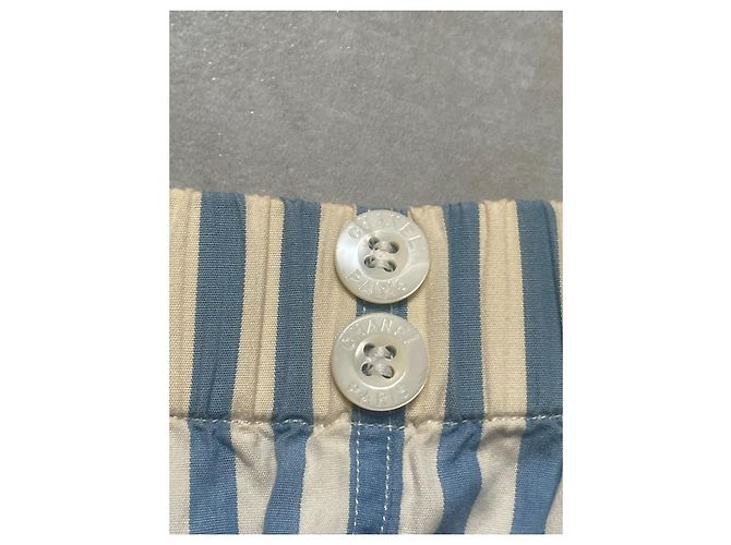 Pantaloncini Chanel in cotone a righe blu e bianche Bianco - vista 5