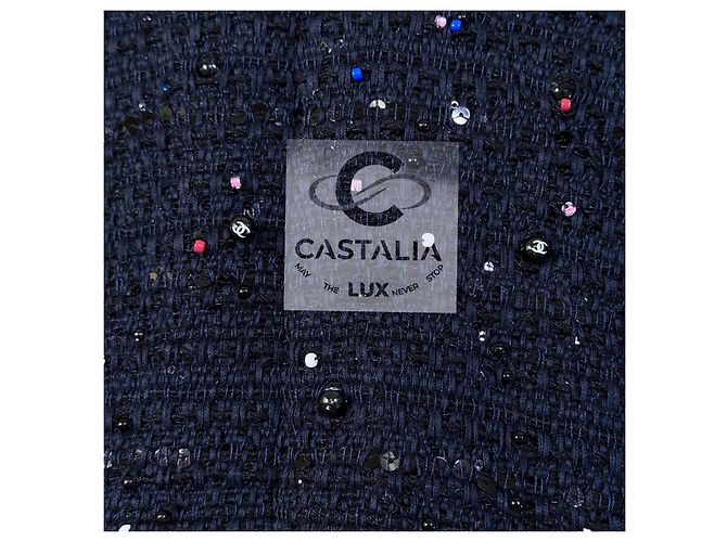 Chanel Abrigo de tweed embellecido con logo de joya 14K$ 38 FR Azul marino - vista 11