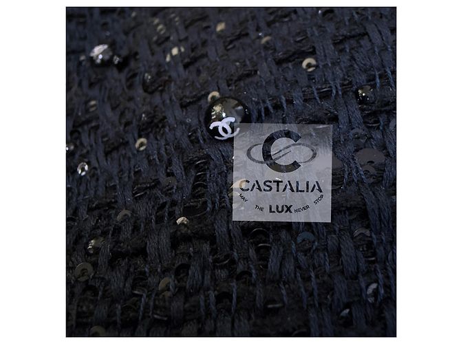 Chanel Abrigo de tweed embellecido con logo de joya 14K$ 38 FR Azul marino - vista 12
