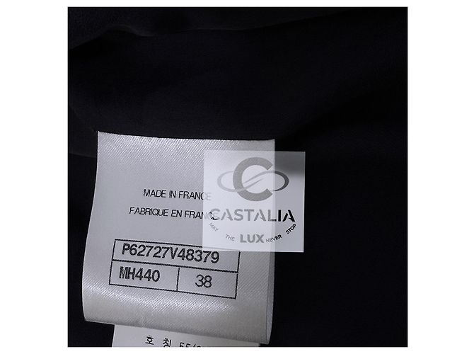 Chanel Abrigo de tweed embellecido con logo de joya 14K$ 38 FR Azul marino - vista 16