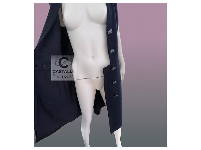 Chanel Jackenkleid Gripoix Knöpfe CC Paris / Dubai 46 FR Marineblau - Ansicht 10