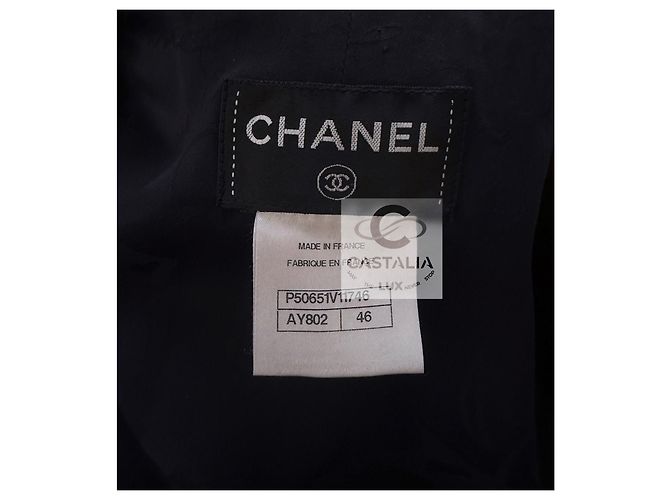 Chanel Jackenkleid Gripoix Knöpfe CC Paris / Dubai 46 FR Marineblau - Ansicht 11