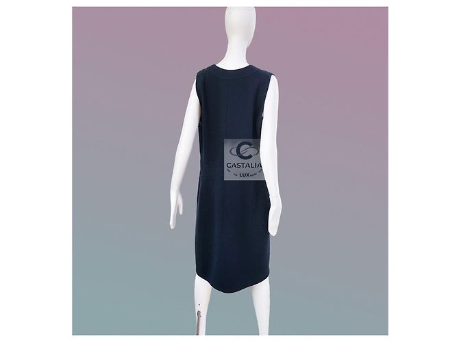 Chanel Jackenkleid Gripoix Knöpfe CC Paris / Dubai 46 FR Marineblau - Ansicht 9