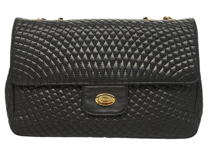 Borsa a spalla BALLY in pelle nera e oro Auth kk523 Nero D'oro - vista 13