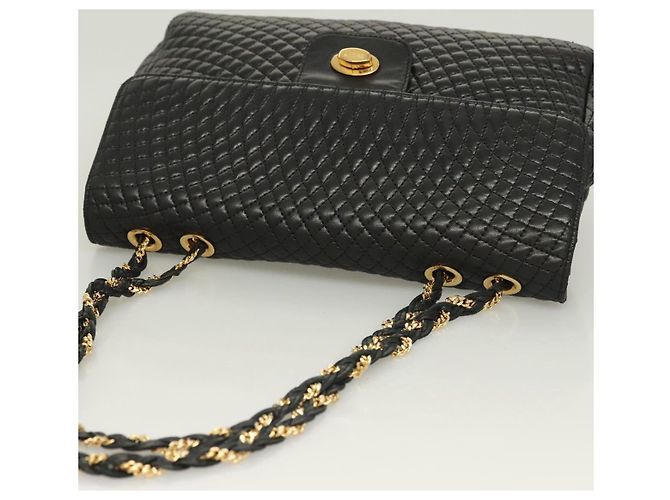 Borsa a spalla BALLY in pelle nera e oro Auth kk523 Nero D'oro - vista 6