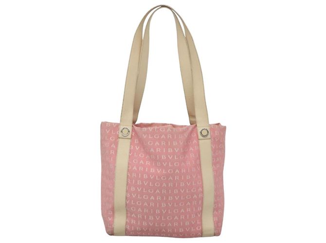 Bulgari Borsa Tote BVLGARI Logo Mania in tela rosa argento Auth BA3106 - vista 13