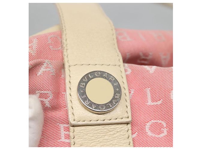 Bulgari Borsa Tote BVLGARI Logo Mania in tela rosa argento Auth BA3106 - vista 17