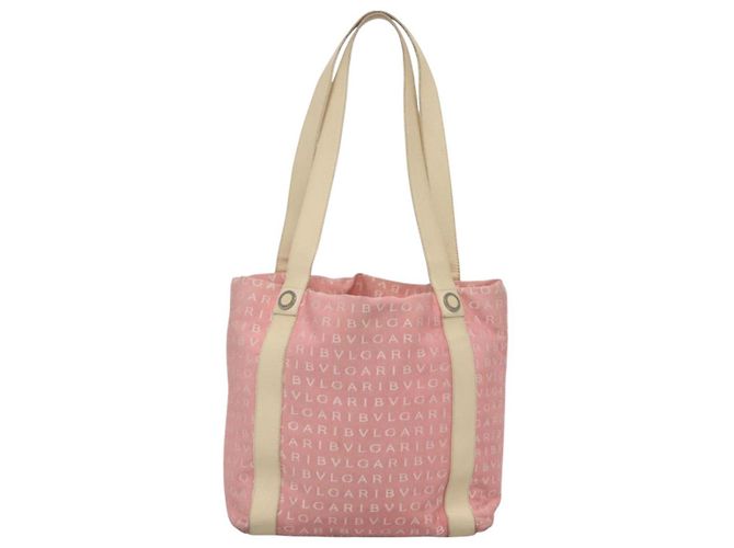 Bulgari Borsa Tote BVLGARI Logo Mania in tela rosa argento Auth BA3106 - vista 2