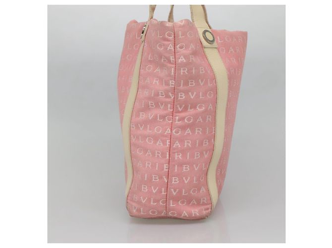 Bulgari Borsa Tote BVLGARI Logo Mania in tela rosa argento Auth BA3106 - vista 4