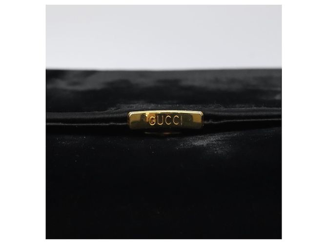 Bolso de Hombro GUCCI Terciopelo Negro Oro Auth BA3030 Dorado - vista 10