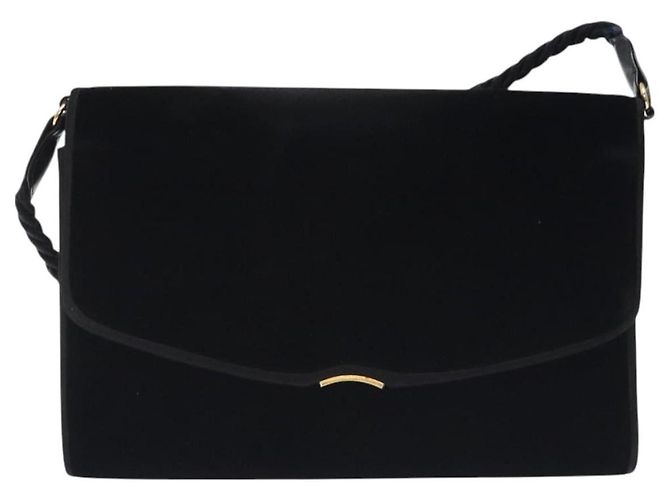 Bolso de Hombro GUCCI Terciopelo Negro Oro Auth BA3030 Dorado - vista 13