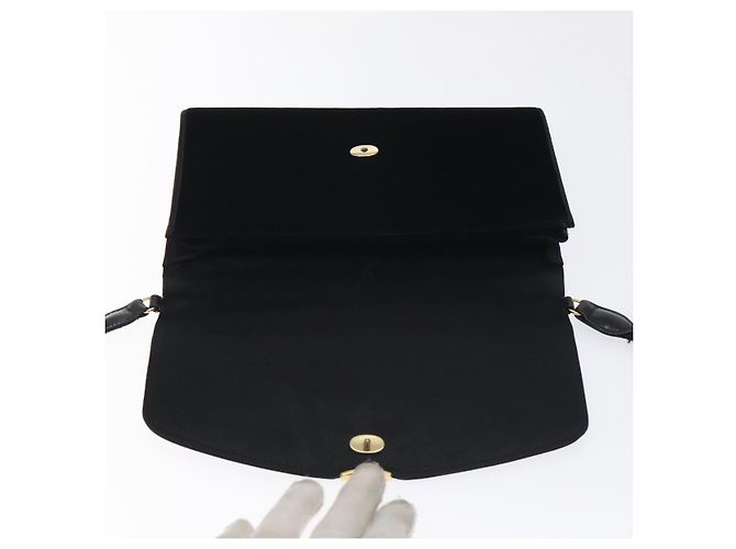Bolso de Hombro GUCCI Terciopelo Negro Oro Auth BA3030 Dorado - vista 17
