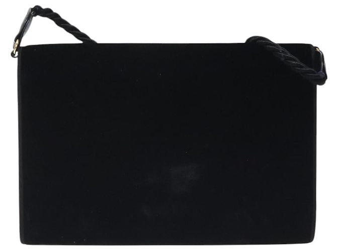 Bolso de Hombro GUCCI Terciopelo Negro Oro Auth BA3030 Dorado - vista 2