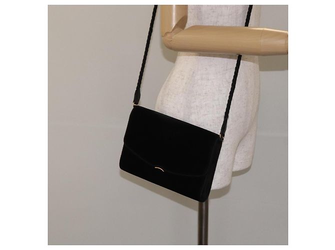 Bolso de Hombro GUCCI Terciopelo Negro Oro Auth BA3030 Dorado - vista 22