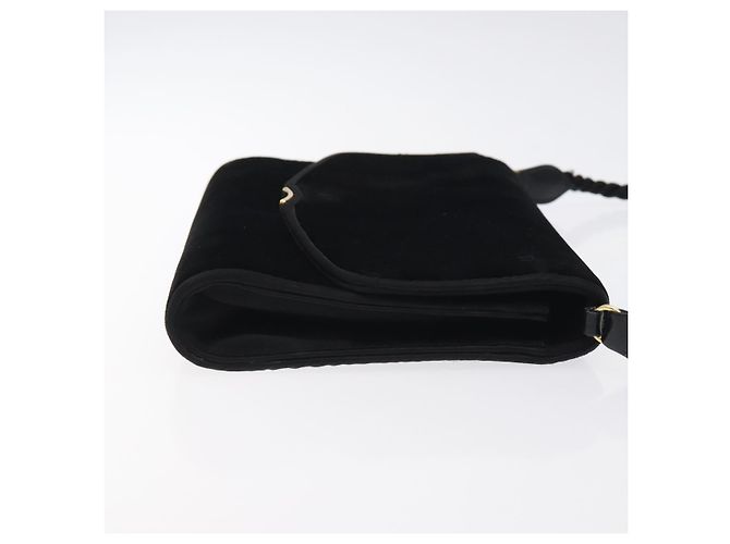 Bolso de Hombro GUCCI Terciopelo Negro Oro Auth BA3030 Dorado - vista 3