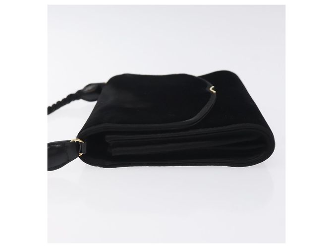 Bolso de Hombro GUCCI Terciopelo Negro Oro Auth BA3030 Dorado - vista 4