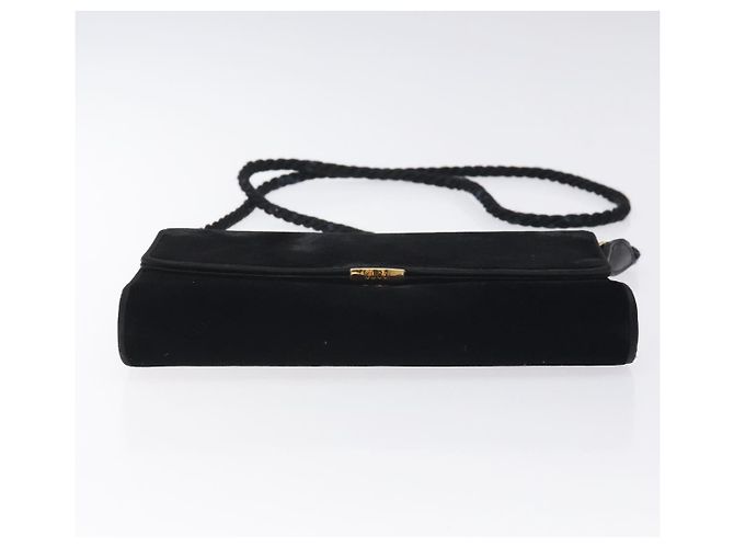 Bolso de Hombro GUCCI Terciopelo Negro Oro Auth BA3030 Dorado - vista 5