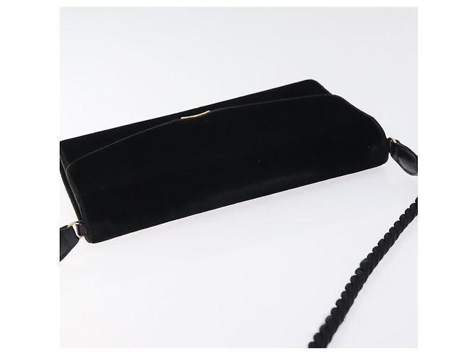 Bolso de Hombro GUCCI Terciopelo Negro Oro Auth BA3030 Dorado - vista 6