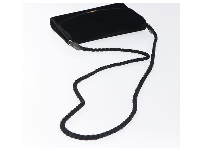 Bolso de Hombro GUCCI Terciopelo Negro Oro Auth BA3030 Dorado - vista 7