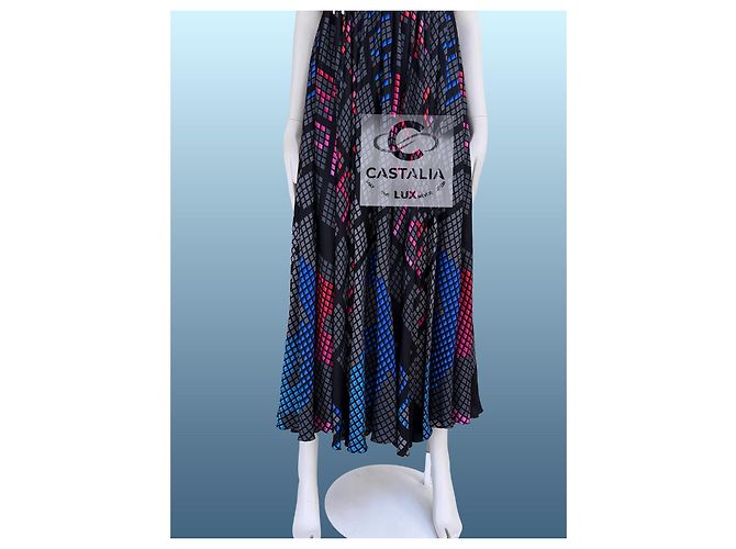 Chanel Vestido Maxi de Seda con Logo CC 40 FR 13K$ Multicolor - vista 11