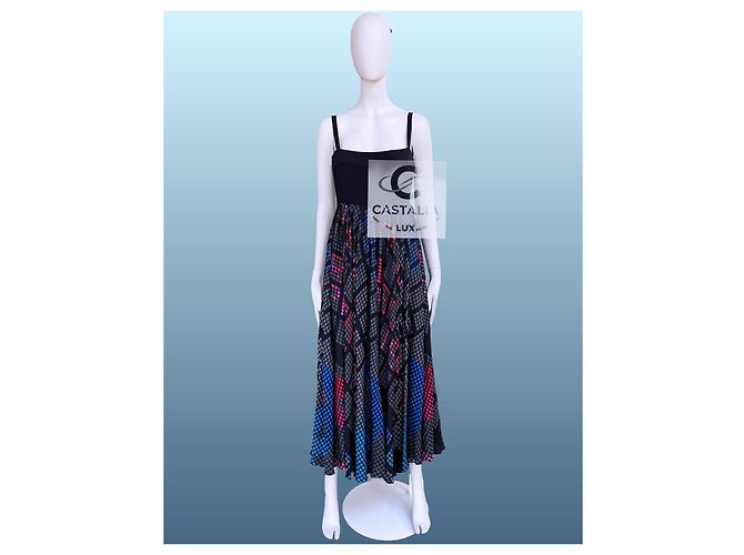 Chanel Vestido Maxi de Seda con Logo CC 40 FR 13K$ Multicolor - vista 2