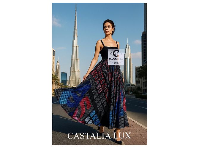 Chanel Vestido Maxi de Seda con Logo CC 40 FR 13K$ Multicolor - vista 4