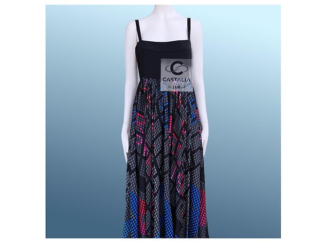 Chanel Vestido Maxi de Seda con Logo CC 40 FR 13K$ Multicolor - vista 5