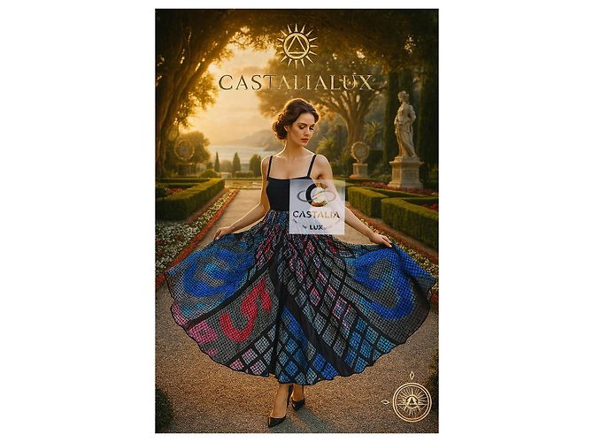 Chanel Vestido Maxi de Seda con Logo CC 40 FR 13K$ Multicolor - vista 7