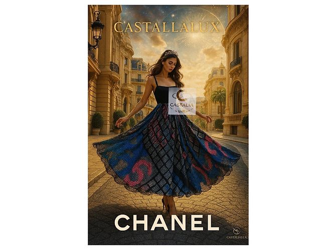 Chanel Vestido Maxi de Seda con Logo CC 40 FR 13K$ Multicolor - vista 9