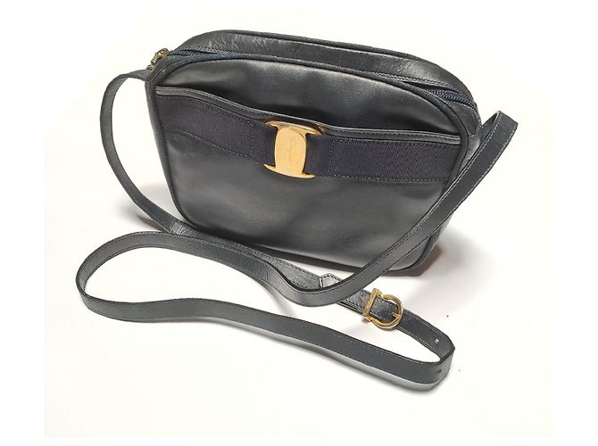 Borsa a mano Salvatore Ferragamo Vara in pelle blu navy - vista 2
