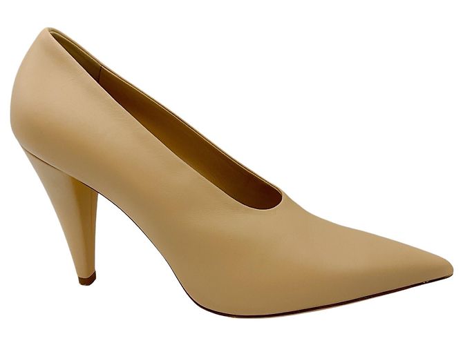 Zapatos de tacón de cuero beige con punta afilada Max Mara - vista 2