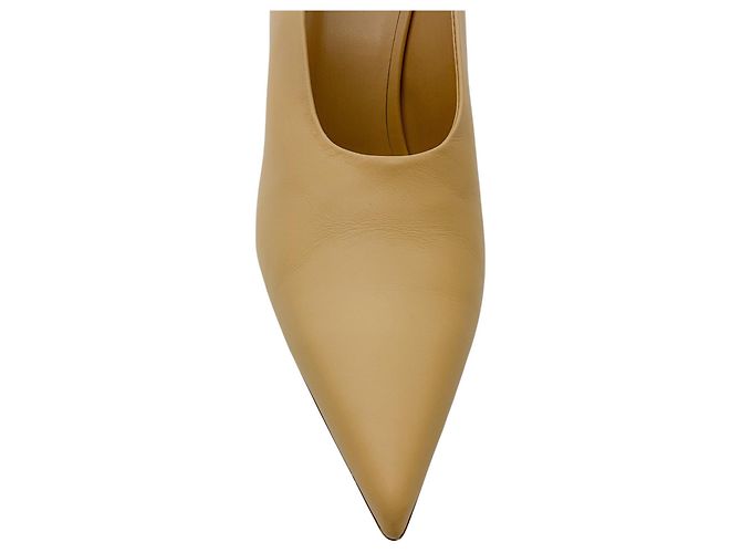 Zapatos de tacón de cuero beige con punta afilada Max Mara - vista 5