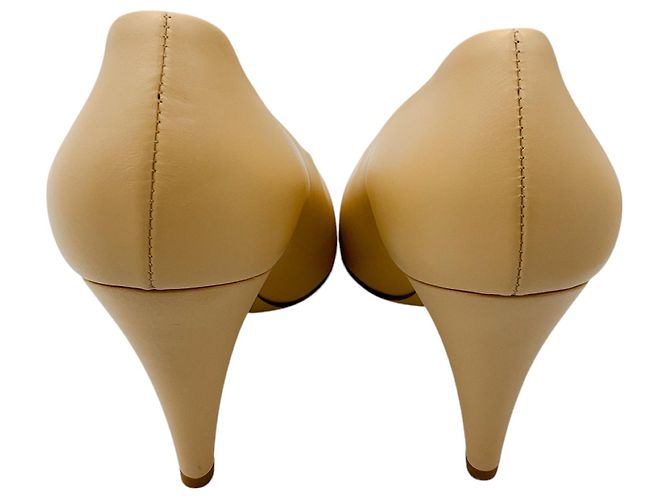 Zapatos de tacón de cuero beige con punta afilada Max Mara - vista 6