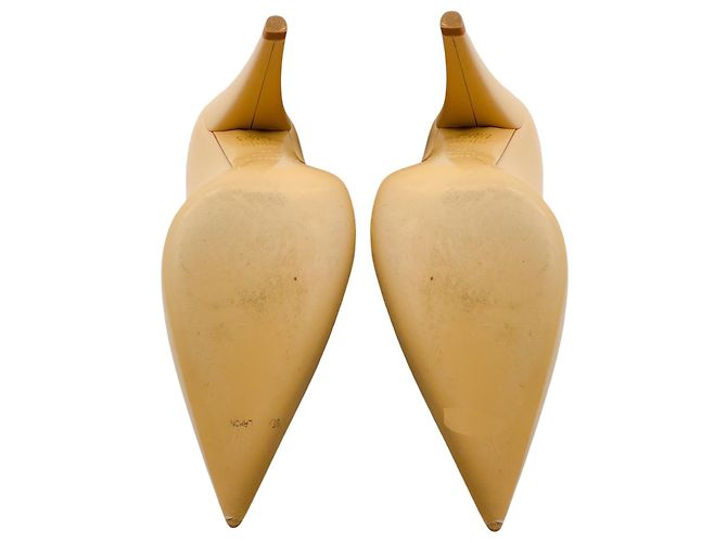 Zapatos de tacón de cuero beige con punta afilada Max Mara - vista 7