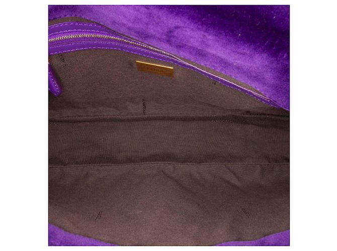 Borsa Satchel Baguette Fendi in velluto viola goffrata Zucca Large - vista 4