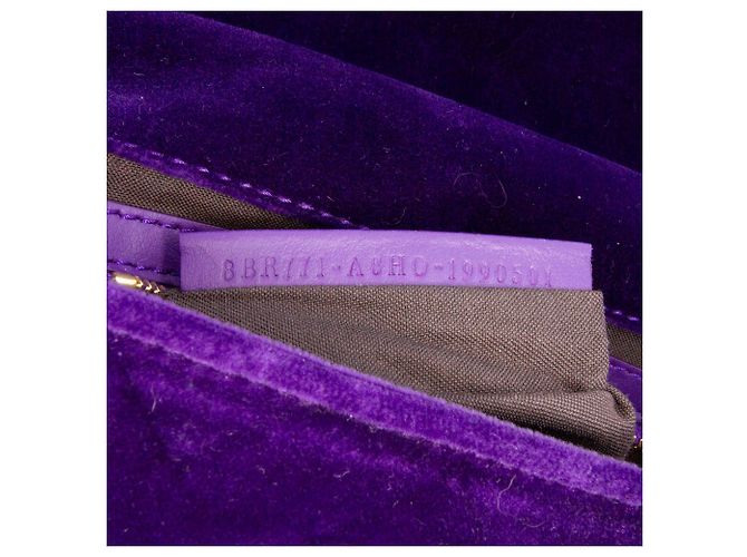 Borsa Satchel Baguette Fendi in velluto viola goffrata Zucca Large - vista 6