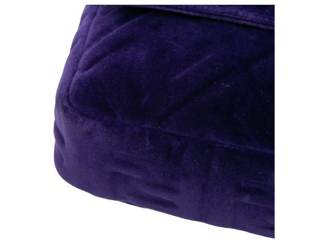 Borsa Satchel Baguette Fendi in velluto viola goffrata Zucca Large - vista 8