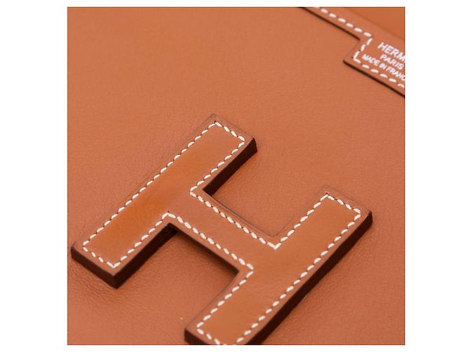 Hermès Jige Elan 35 in pelle Swift marrone - vista 7