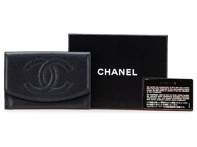 Chanel Schwarze CC Caviar Dreifachbörse - Ansicht 11