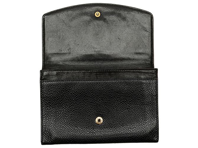 Chanel Schwarze CC Caviar Dreifachbörse - Ansicht 4